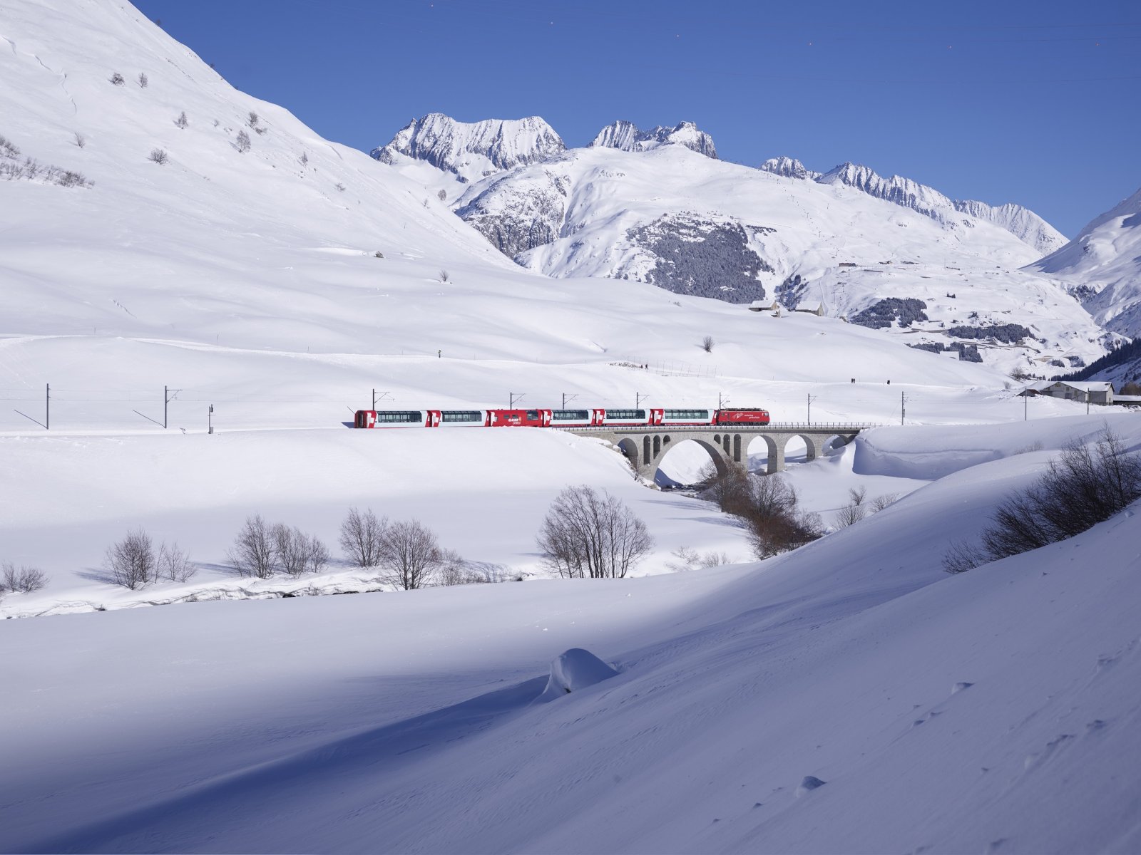 Panoramic view from the Glacier Express train window